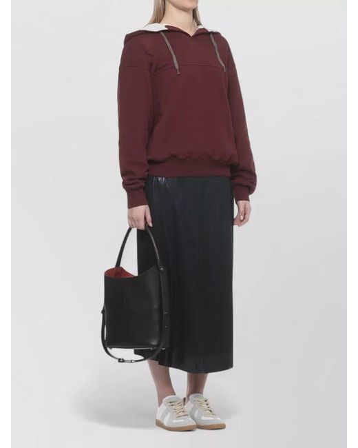 Maison Margiela Red Ribbed-Trim Hoodie