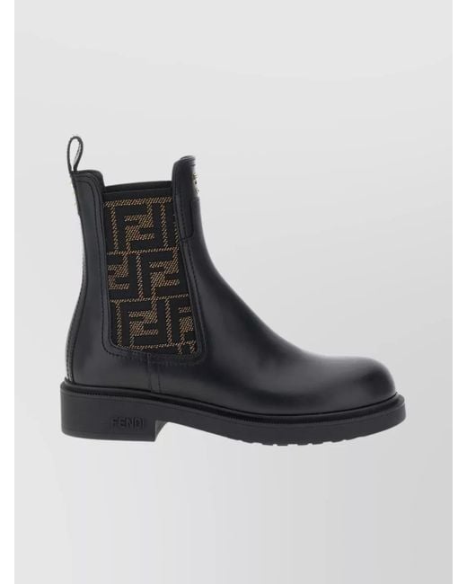 Fendi Black Leather Biker Ankle Boots