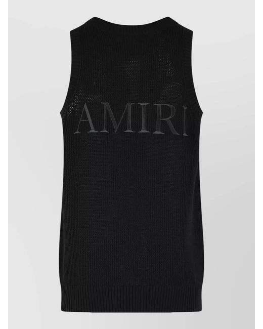 Amiri Black Knit Mesh Cotton Tank Top Ribbed for men