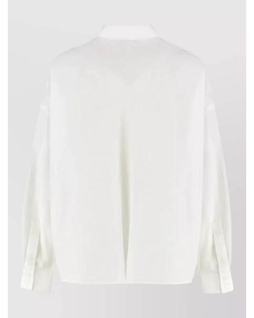 Pinko White Rhinestone-Embroidered Boxy Cotton Shirt