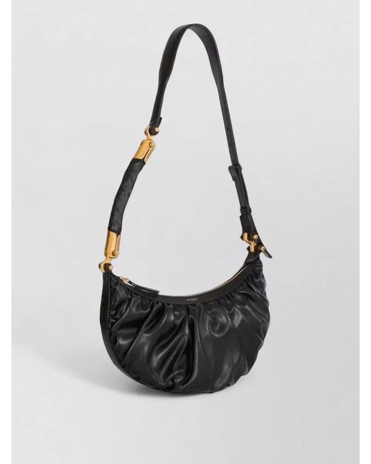 Balmain White Hobo Shoulder Bag Calfskin Strap Detail
