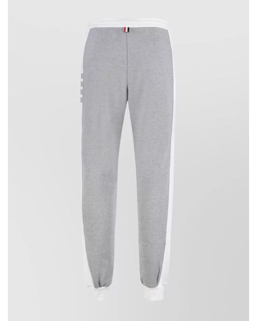 Thom Browne Gray Cotton Track-Pants Featuring Tricolor Detail for men