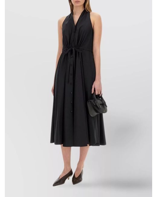 Aspesi Black Cotton Poplin Midi Dress
