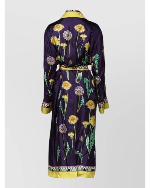 Dolce & Gabbana White Silk Floral Print Long Sleeve Wrap Maxi Dress