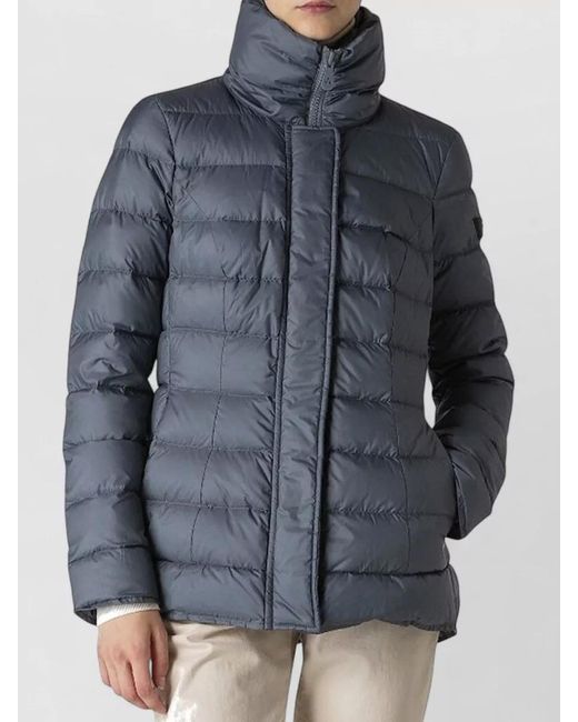 Peuterey Blue High Collar Quilted Jacket Long Sleeves Pockets
