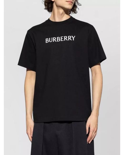 Burberry Black Tshirt With Logo Print for men