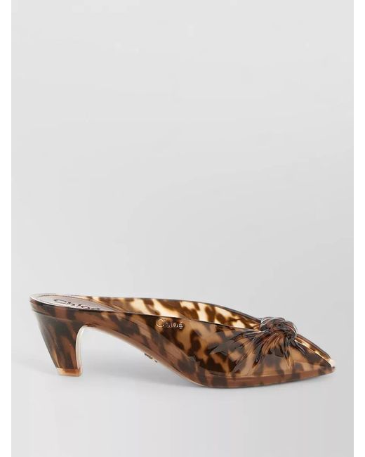 Chloé Brown Jelly Mules Animal Print Block Heel Knot