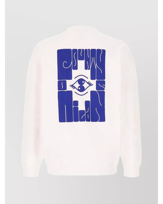 Marcelo Burlon White Cotton Oversized Ribbed Crew-Neck Sweatshirt for men