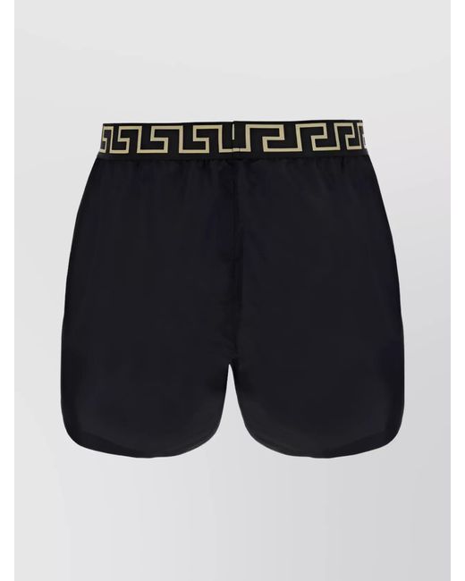 Versace Blue Greca Print Swim Shorts for men