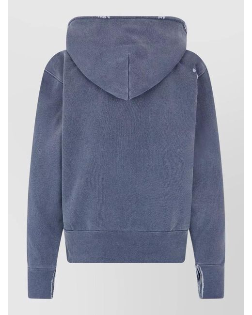 Our Legacy Blue Distressed Hooded Sweatshirt Kangaroo Pocket for men