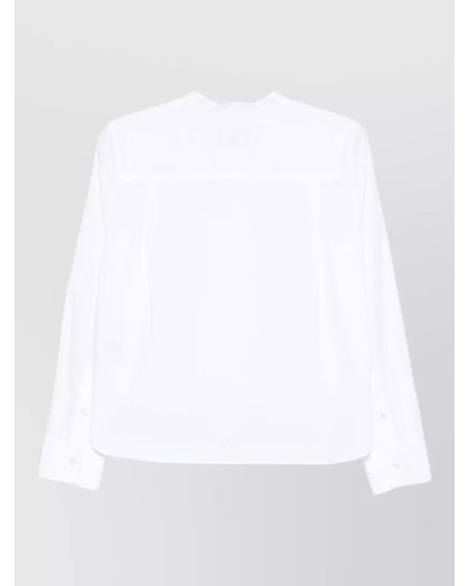 Emporio Armani White Cotton Shirt Band Collar Cuffed Sleeves