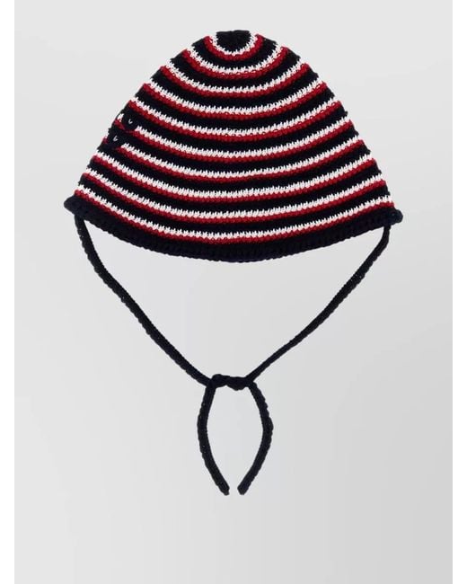 Miu Miu Multicolor Crochet Bucket Hat Striped Design Ear Flaps
