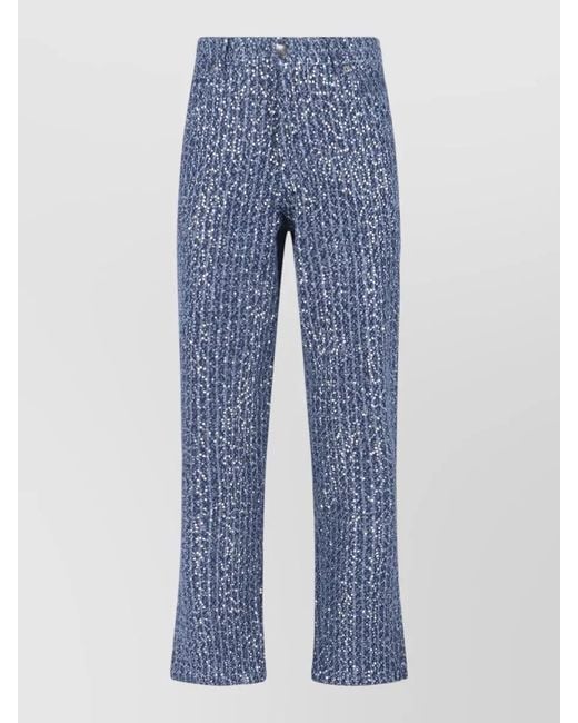 Charles Jeffrey Blue Cotton Straight-Leg Trousers for men