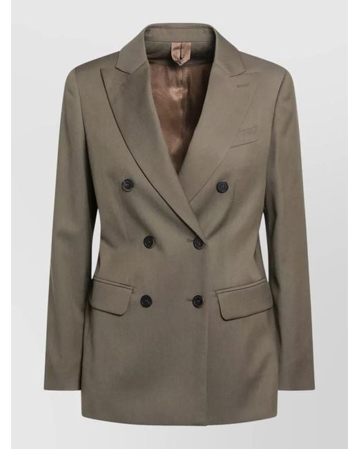 Max Mara Green Double Breasted Tailored Jacket Front Pockets