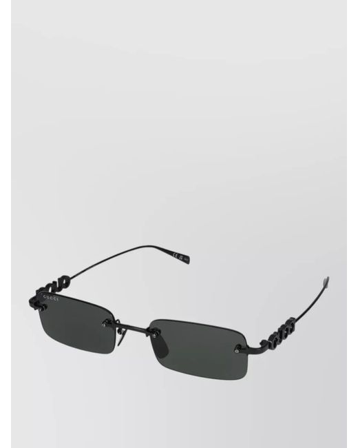 Gucci Gray Sunglasses Gg1808S 001 Metal Rectangle for men