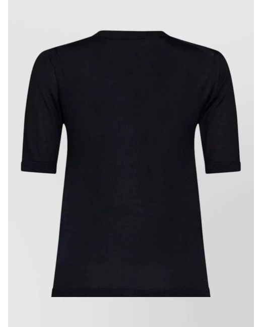 Max Mara Black Short Sleeve Round Neck Knit Top