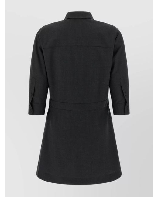 Gucci Black Virgin Wool Mini Shirt Dress