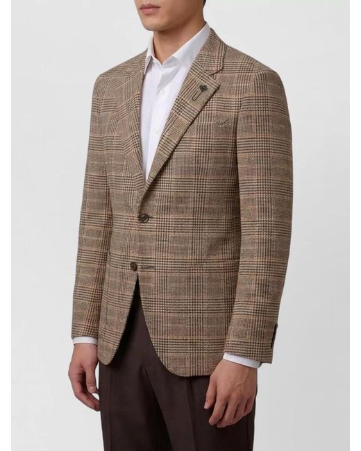 Lardini Brown Cashmere Virgin Wool Checked Single-Breasted Suit Jacket for men