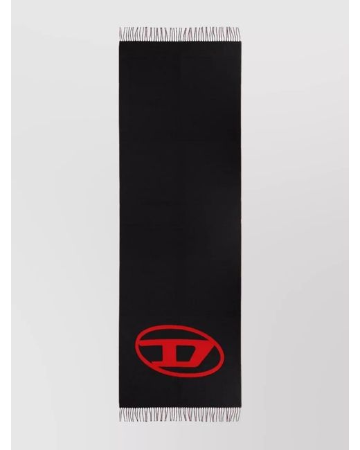 DIESEL Black Wool Blend Scarf for men