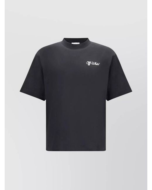 Off-White c/o Virgil Abloh Blue Ribbed Crew Neck Cotton T-Shirt for men