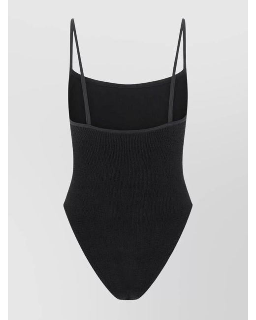 Hunza G Black Pamela Swim Pamela Ribbed High-Cut Swimsuit Streamlined Design
