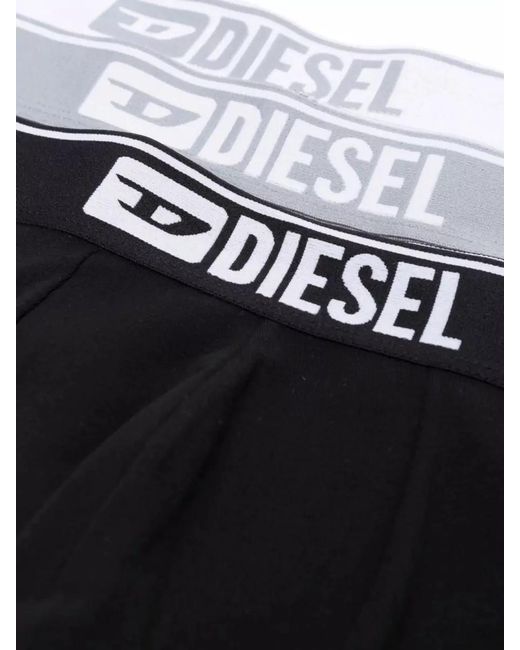 DIESEL Black Stretch Cotton Boxer Briefs 3-Pack for men