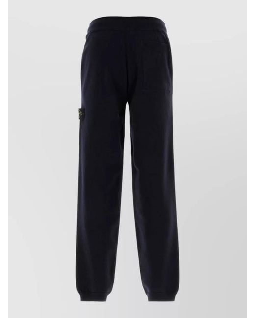 Stone Island Blue Wool Blend Joggers Featuring Side Pockets for men