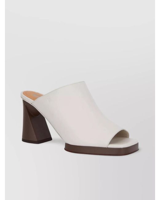 Tod's Multicolor Leather Square Toe Platform Mules