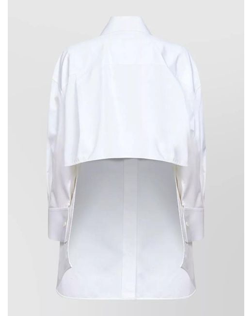 Givenchy White Cotton Shirt Asymmetric Hemline Long Sleeves Buttoned Cuffs