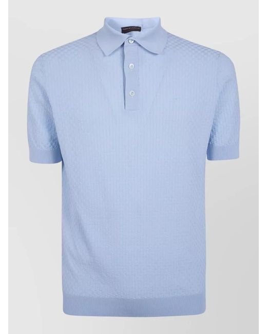 Filippo De Laurentis Blue Short Sleeve Cotton Polo Shirt for men
