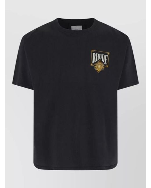 Rhude Black Graphic Print Crew Neck Short Sleeves T-Shirt for men