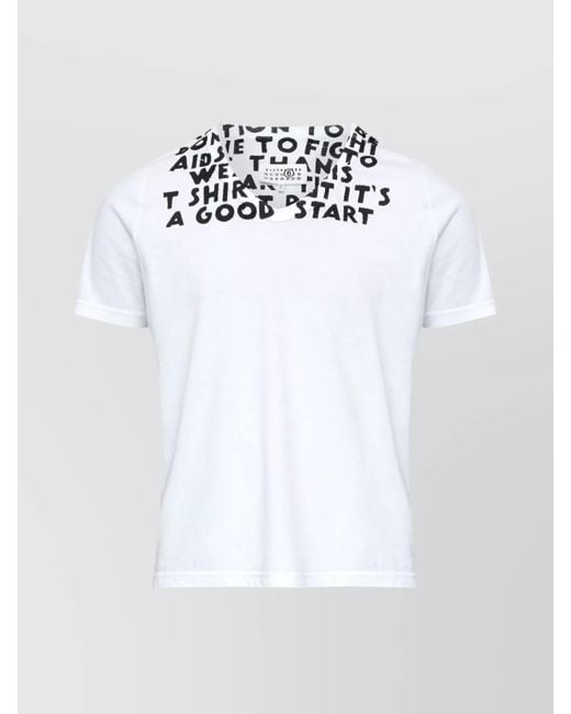MM6 by Maison Margiela White Cotton V-Neck Short-Sleeve T-Shirt for men