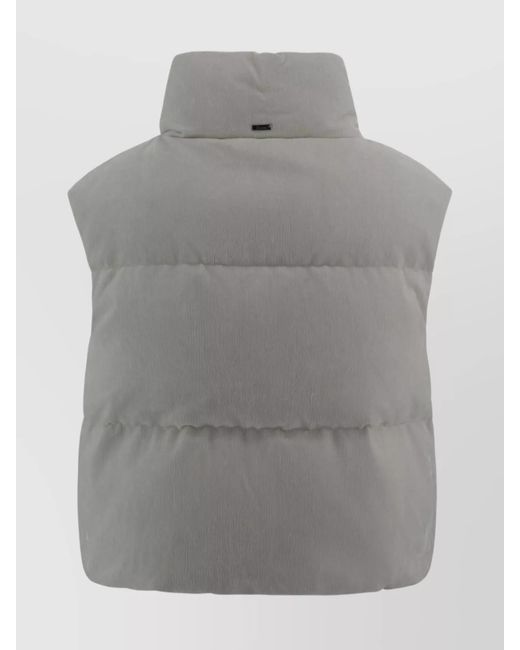 Herno Gray Velvet Quilted Sleeveless Down Waistcoat