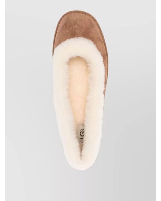 Ugg Multicolor Ballerina Shoes Fur Trim Leather Upper