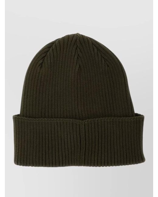 C P Company Green Ribbed Cotton Goggle Beanie for men