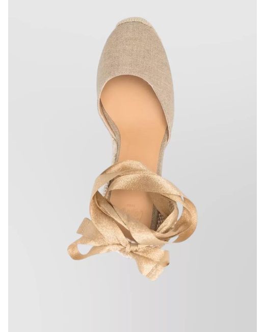 Castaner Natural Woven Tie-Fastening Espadrille Wedges