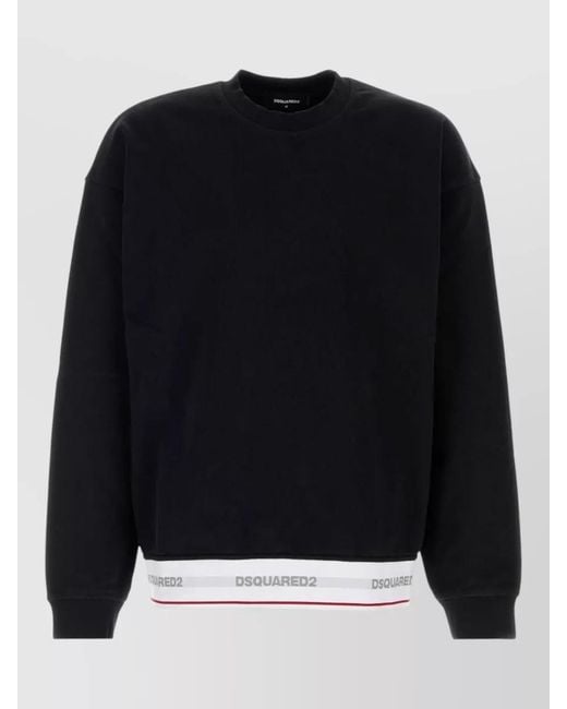 DSquared² Black Cotton Oversized Sweatshirt Crew Neck for men