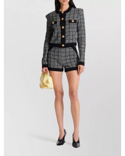 Balmain Gray Tweed Cardigan