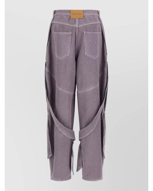 The Attico Purple Denim Wide-Leg Trousers