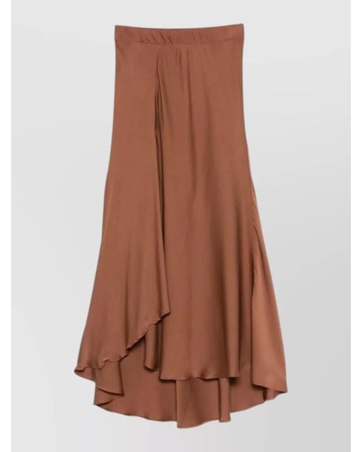 Silk95five Brown Sirene Skirt Set Asymmetric Halter Draped