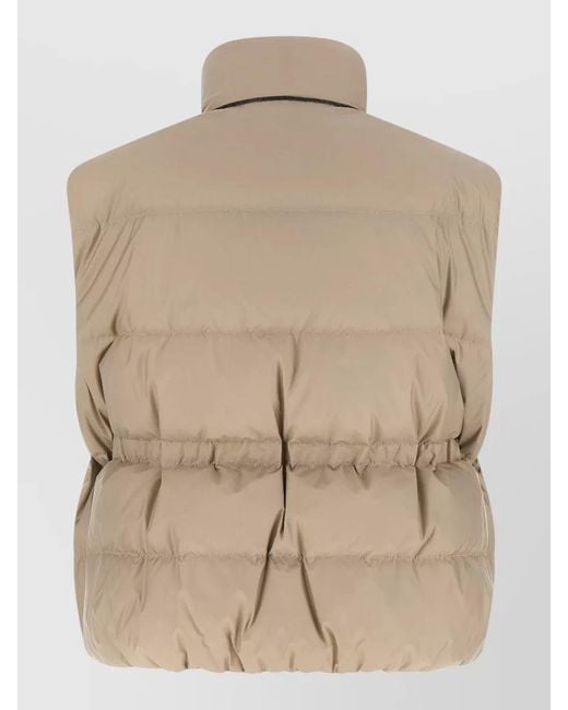 Brunello Cucinelli Natural Monile Hooded Padded Casual Quilted Vest
