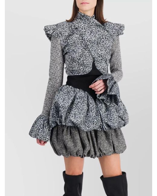 Rabanne Gray Printed Satin Mini Dress