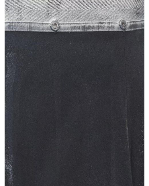 Maison Margiela Blue Satin Midi Skirt Flared Hem Contrasting Waist