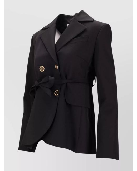 Patou Black Wool Fitted Belted Blazer