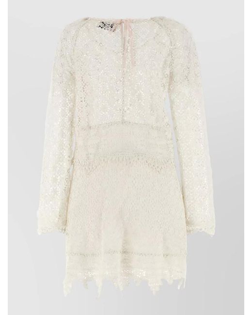 Isabel Marant White Hizene Dress Lace Long Sleeves Design