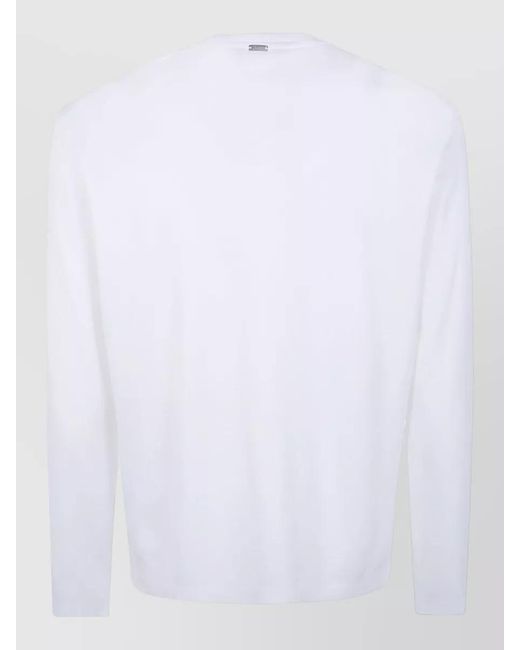 Herno White Long Sleeve Crew Neck Knit Top for men
