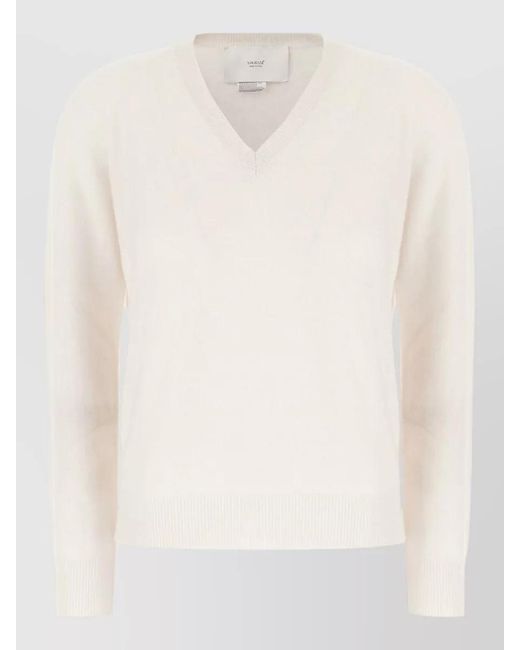 Vanisé White Cashmere Sweater V Neck Long Sleeves