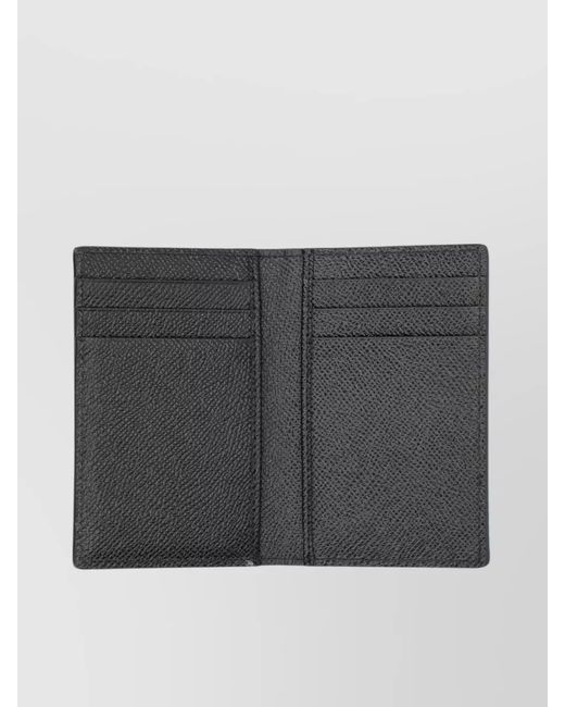 Dolce & Gabbana Gray Vertical Leather Cardholder Bi-Fold Design for men