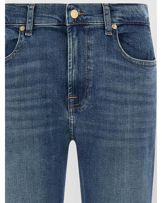 7 For All Mankind Blue Cropped Relaxed Skinny Jeans