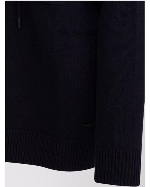 Max Mara Blue Cashmere Hooded Sweater